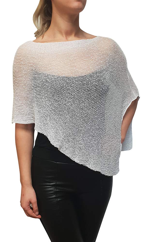 MimosaLadies Plain Stretch Lace Fish Net Bali Crochet Batwing Small Poncho