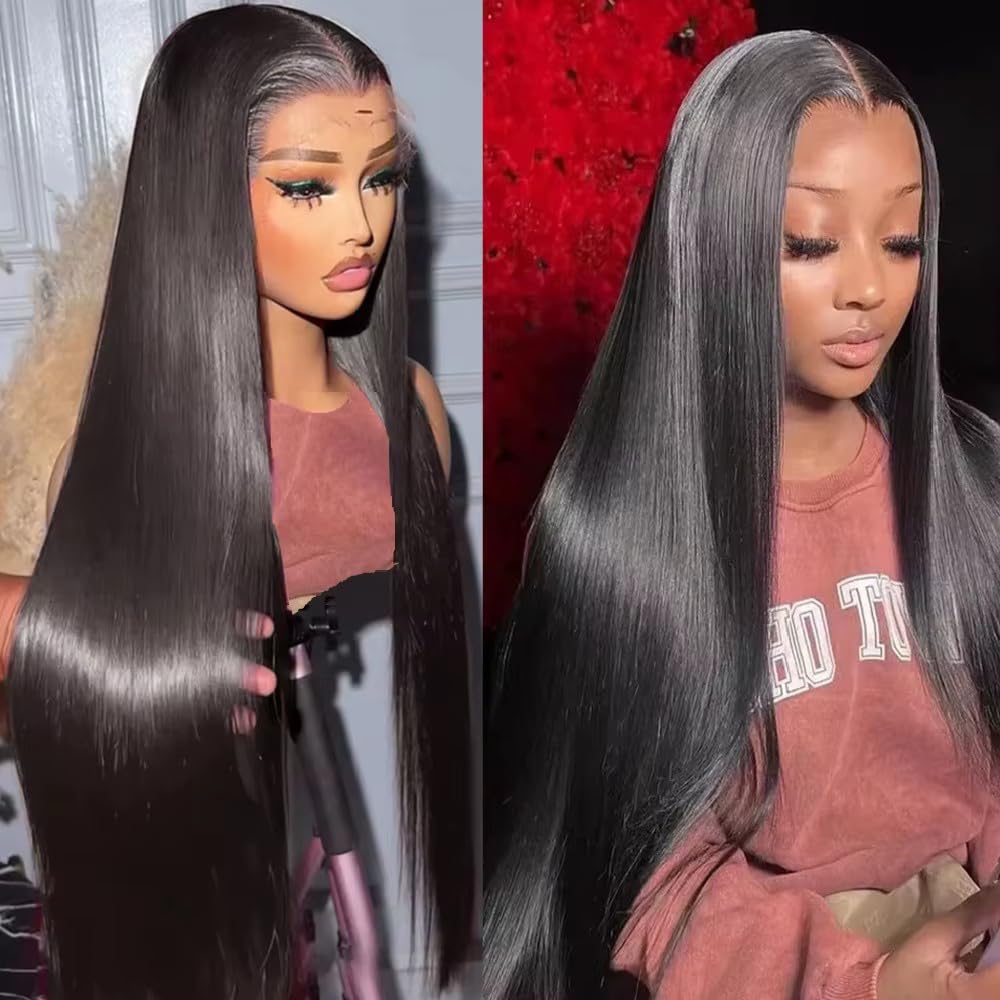 SIFULAN 13x4 Straight Lace Front Wigs Human Hair 18 Inch HD Transparent Lace Frontal Wigs Human Hair Pre Plucked 180% Density Glueless Human Wig for Women Natural Color