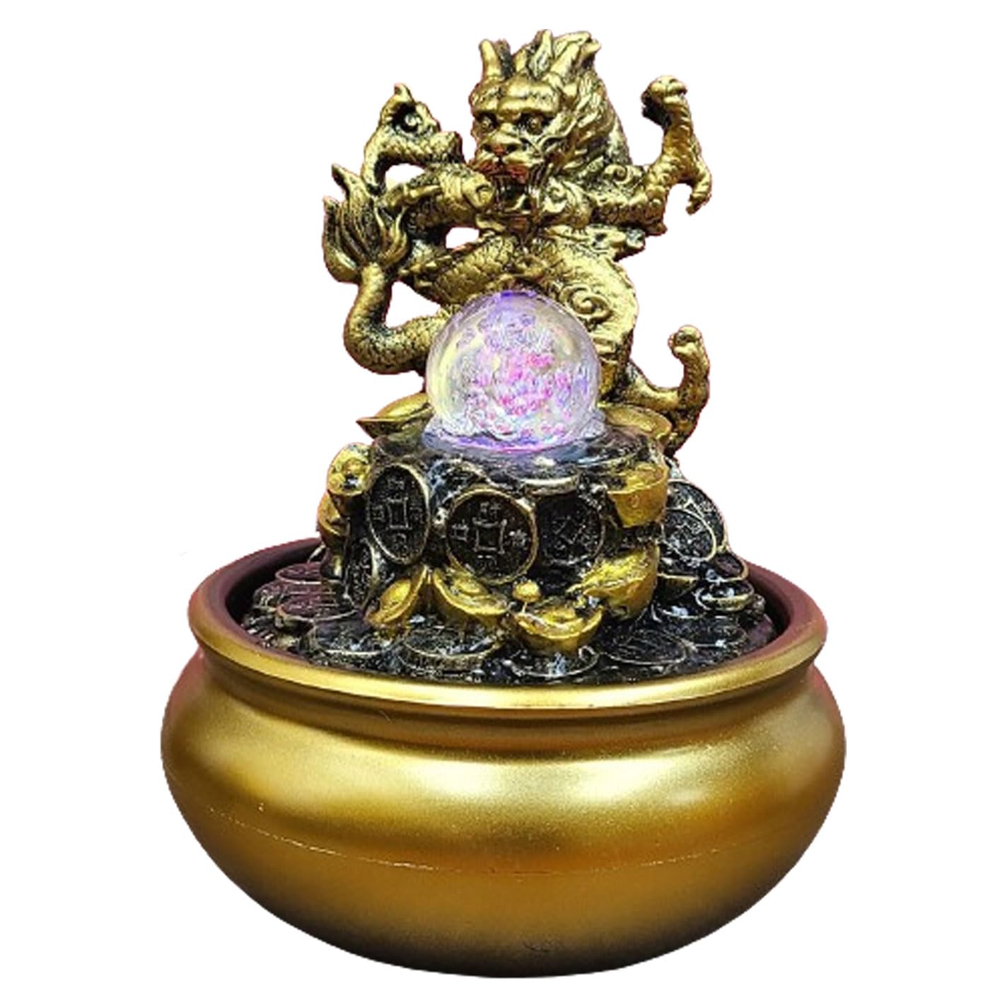 水龍の水珠✨ Amazon.co.jp: 卓上噴水 水が循環する 龍 置物 金運 財運 屋内 樹脂製