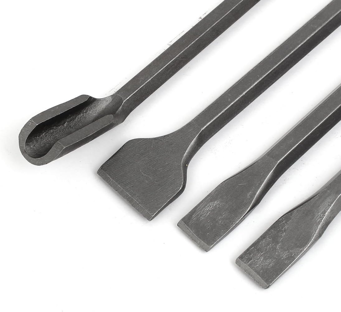 Chrome Steel Special Tool Round Drill Hole U-Shaped, Flat Bit Concrete Chisel Set 4 in 1 Model:45as427qo648