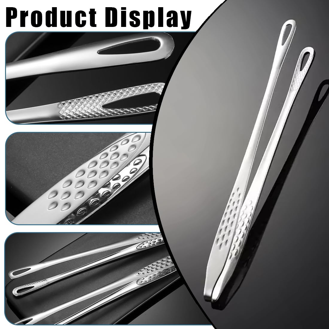 pince barbecue,accessoire barbecue,24 cm, robuste et durable, idéal pour la cuisine, les barbecues, les buffets et les grillades