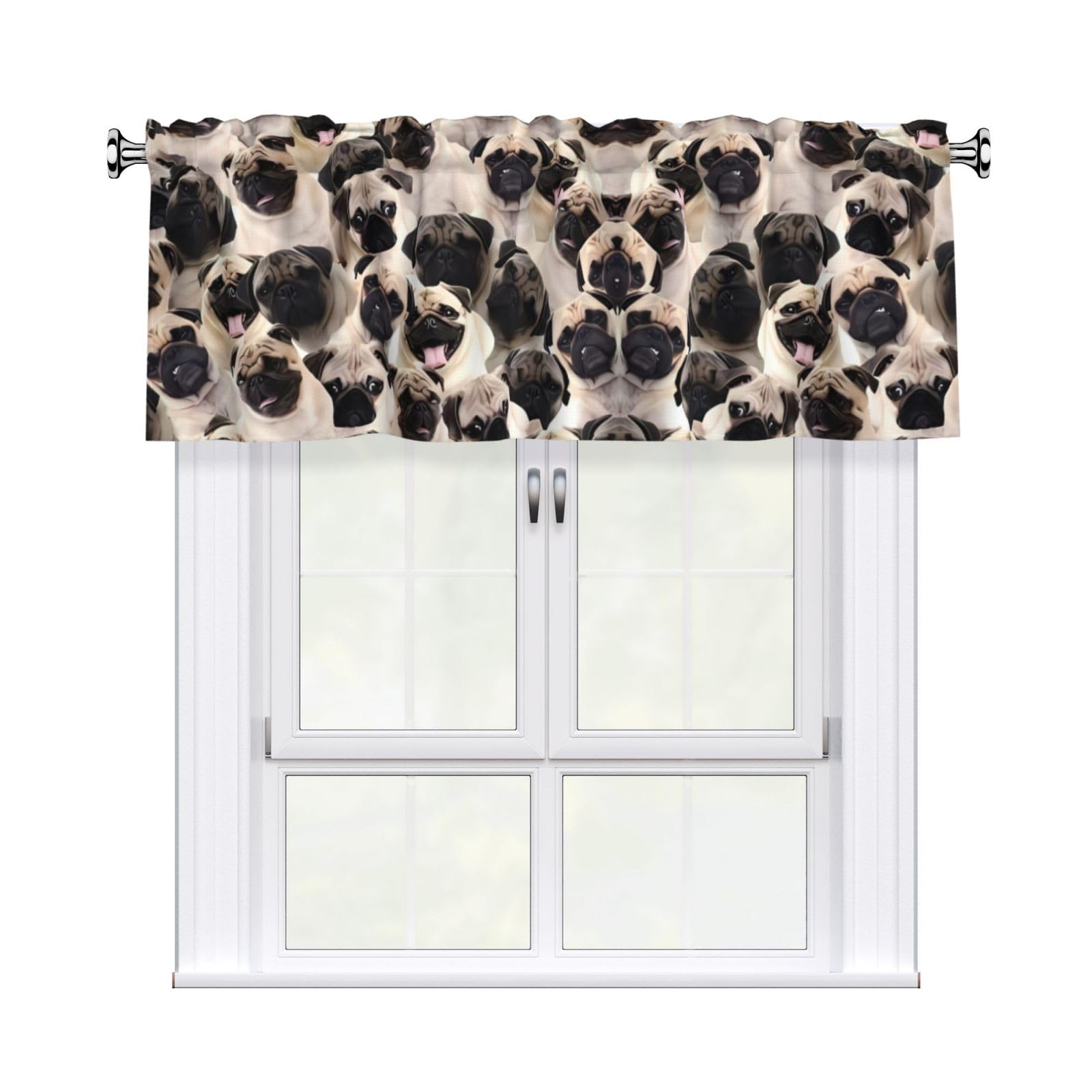 HJFCZH DOG Prints Durable Window Layer – 54x18 Inch 100% Polyester Peach Skin Valance for Long-Lasting Style