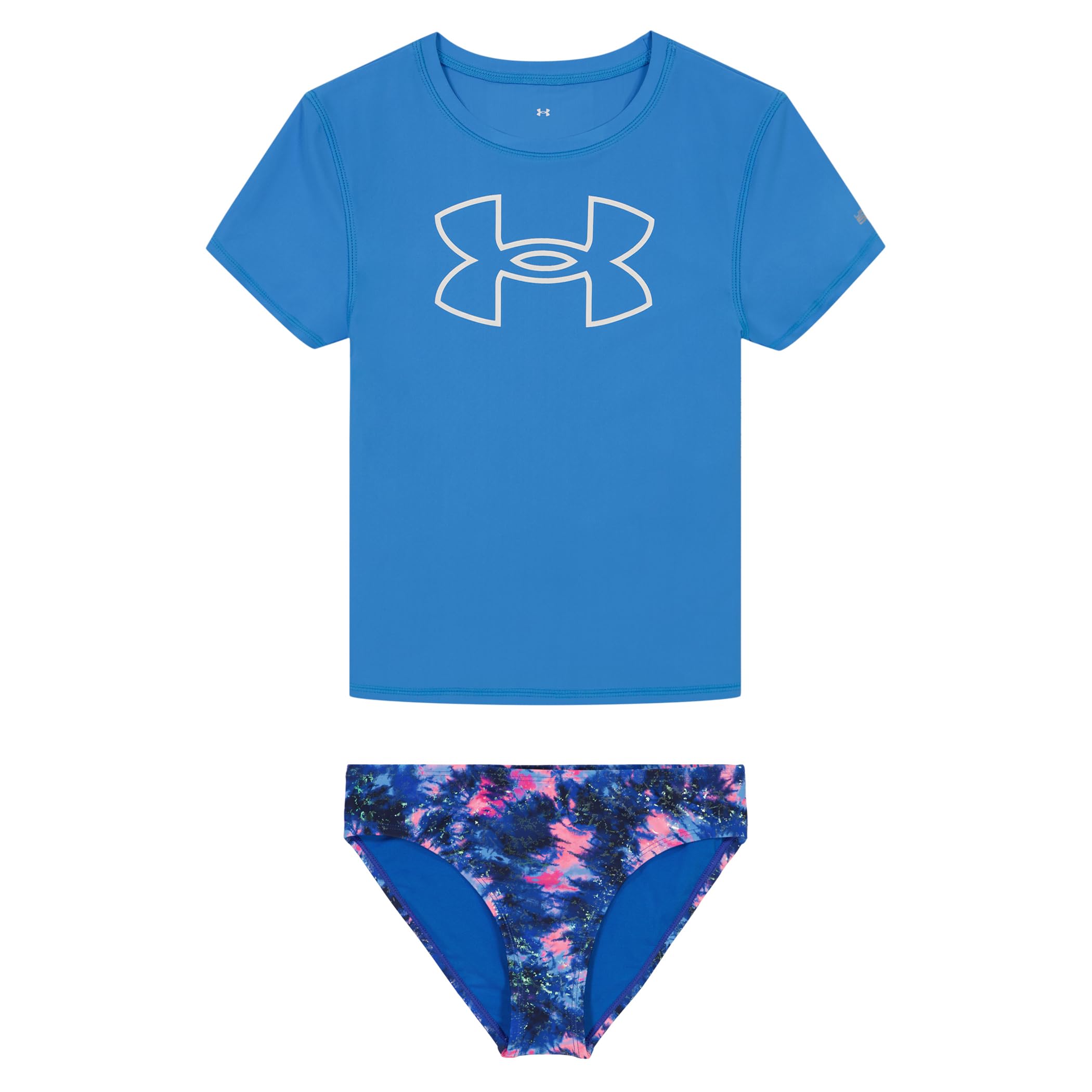 Under Armour Girl's Short Sleeve Rashguard Surf Shirt and Swim Bottoms Set