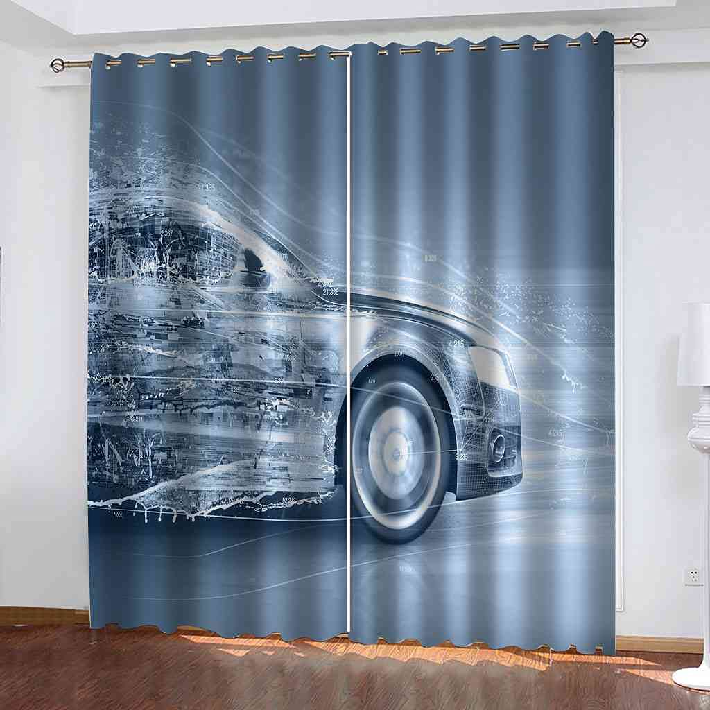 Rideau occultant à oeillets voiture abstraite pour chambre enfant 200x160cm