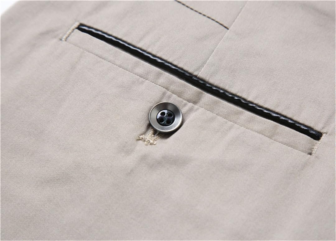 Vogrtcc Pantaloni Casual da Uomo Sottili in Cotone A Gamba Dritta Pantaloni Elasticizzati Casual da Lavoro
