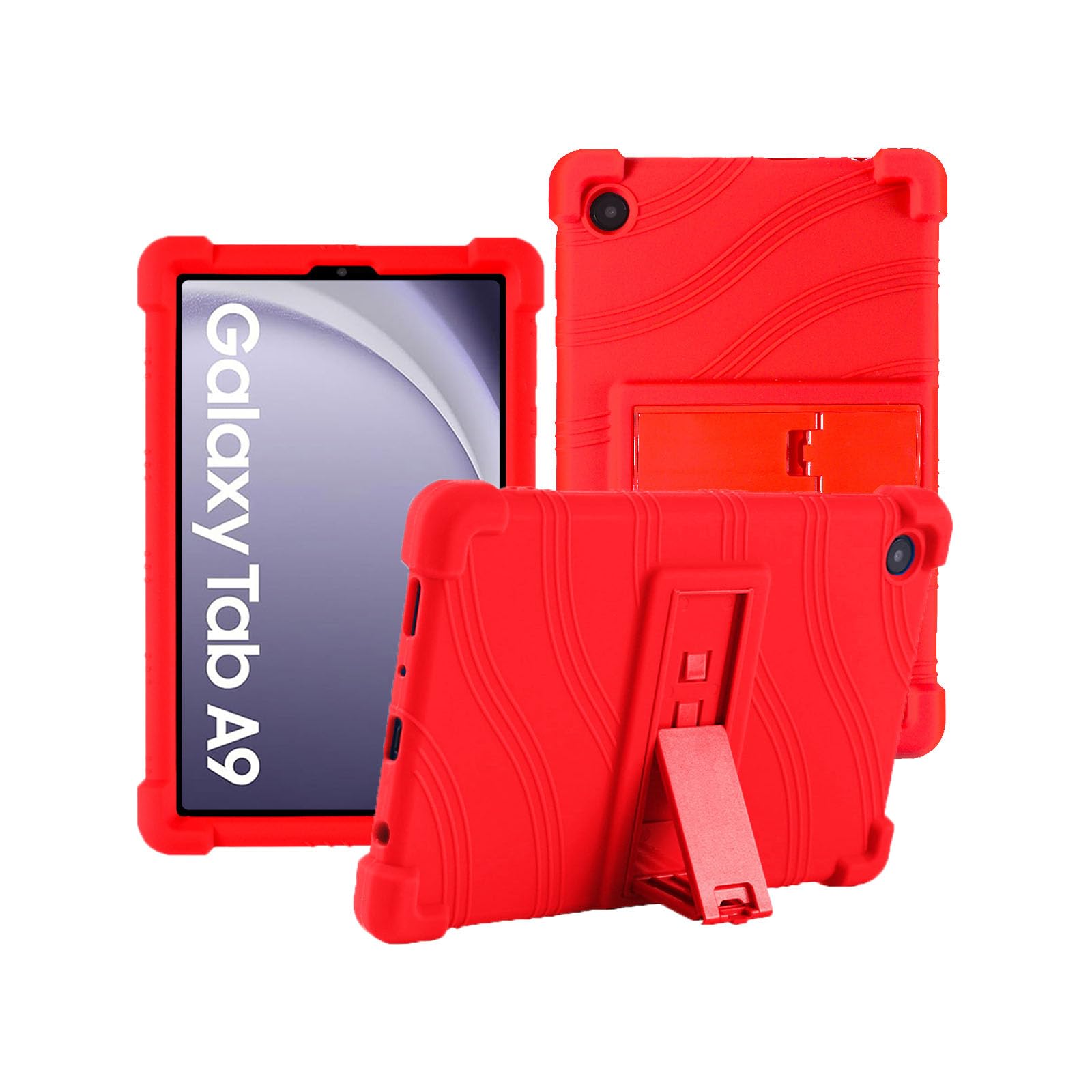 Case for Samsung Galaxy Tab A9 8.7 Inch, Silicone Tablet PC Stand Cover, Anti-Fall for Galaxy A9 2023 SM-X115N-Red