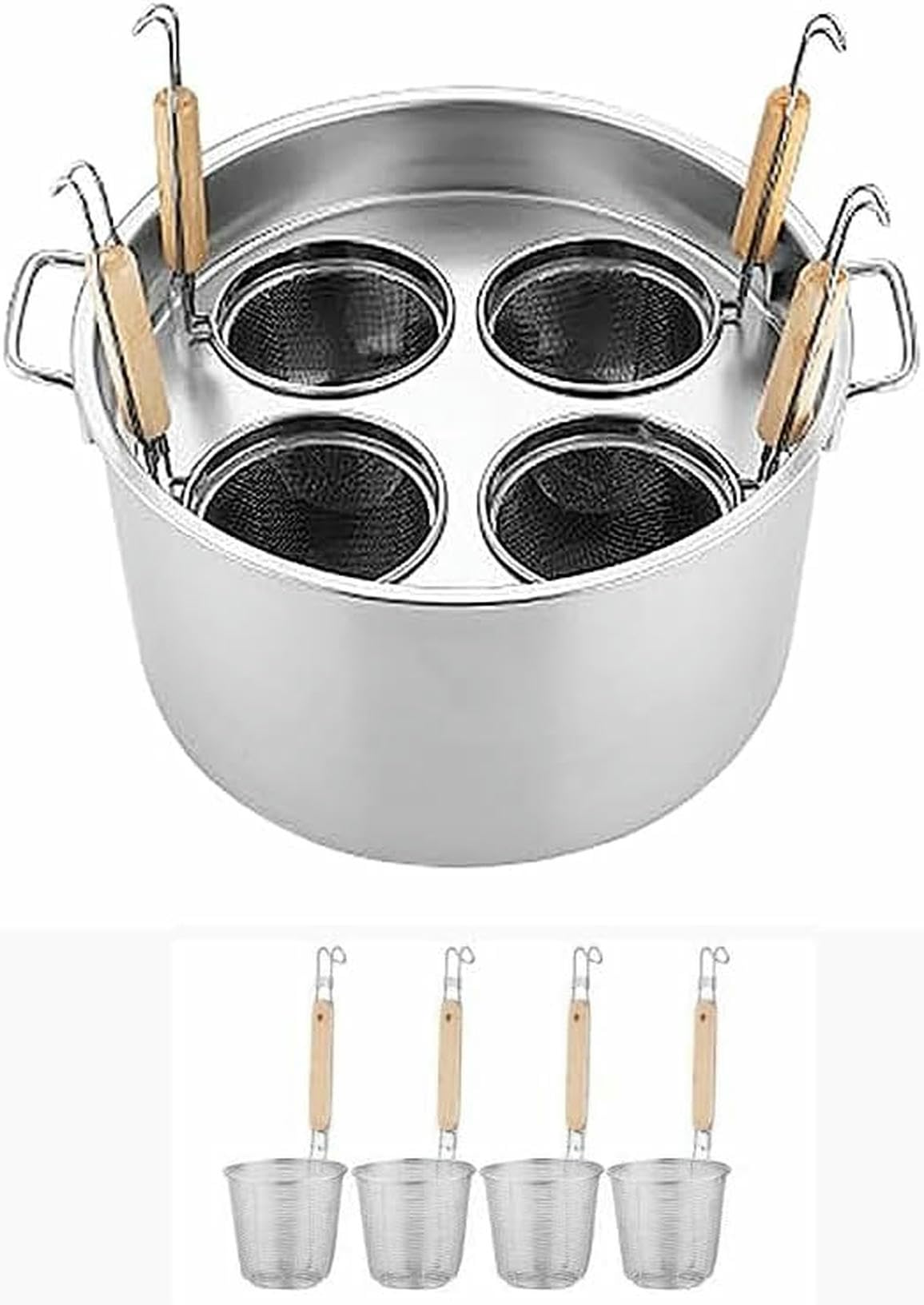 Stainless Steel Pasta Cooker Insert Cookware with Divider and Colander Strainer for Cooking Pasta, Noodles, and Vegetables-