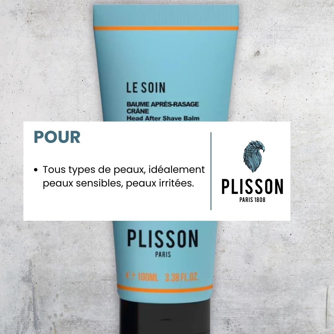 Plisson - Baume Après-Rasage pour le Crâne - Tous Types de Peaux - 95% d’Ingrédients d’Origine Naturelle, Églantier, Joubarbe et Grain de Figue de Barbarie - Fabrication Française - 100 ml