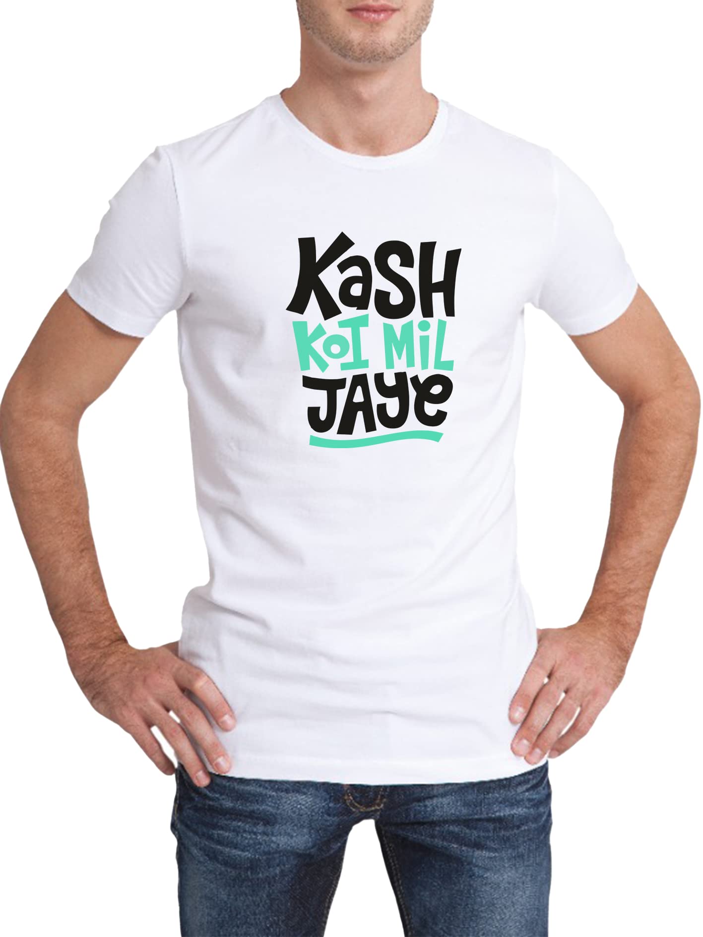 ALL YOUR DESIGN Printed Men's Regular Fit Round Neck White Tshirt/Shirt Half Sleeve Cotton T-Shirts