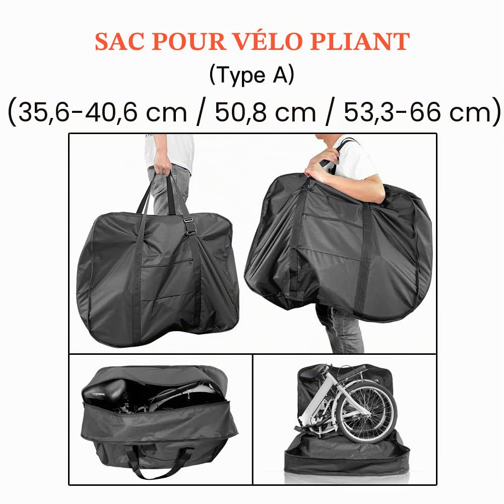 Kavolet Sac de transport pour vélo, sac de voyage étanche, portable, sac de transport de vélo pliable, tissu Oxford, housse de protection pour vélos pliants de 21 à 26 pouces