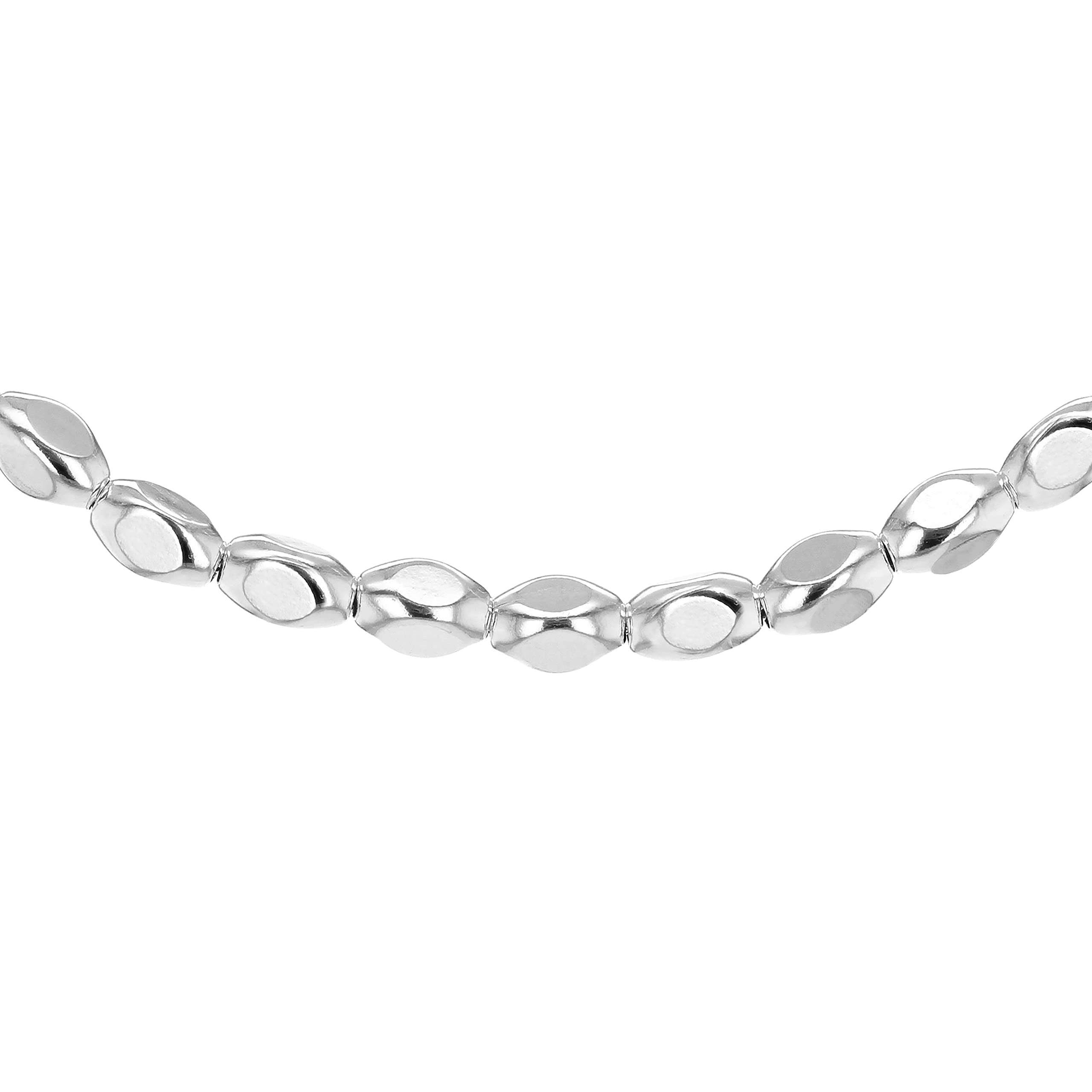 Tuscany Silver Collar/Pulsera Cuentas Rectangulares Bordes Redondeados para Mujer