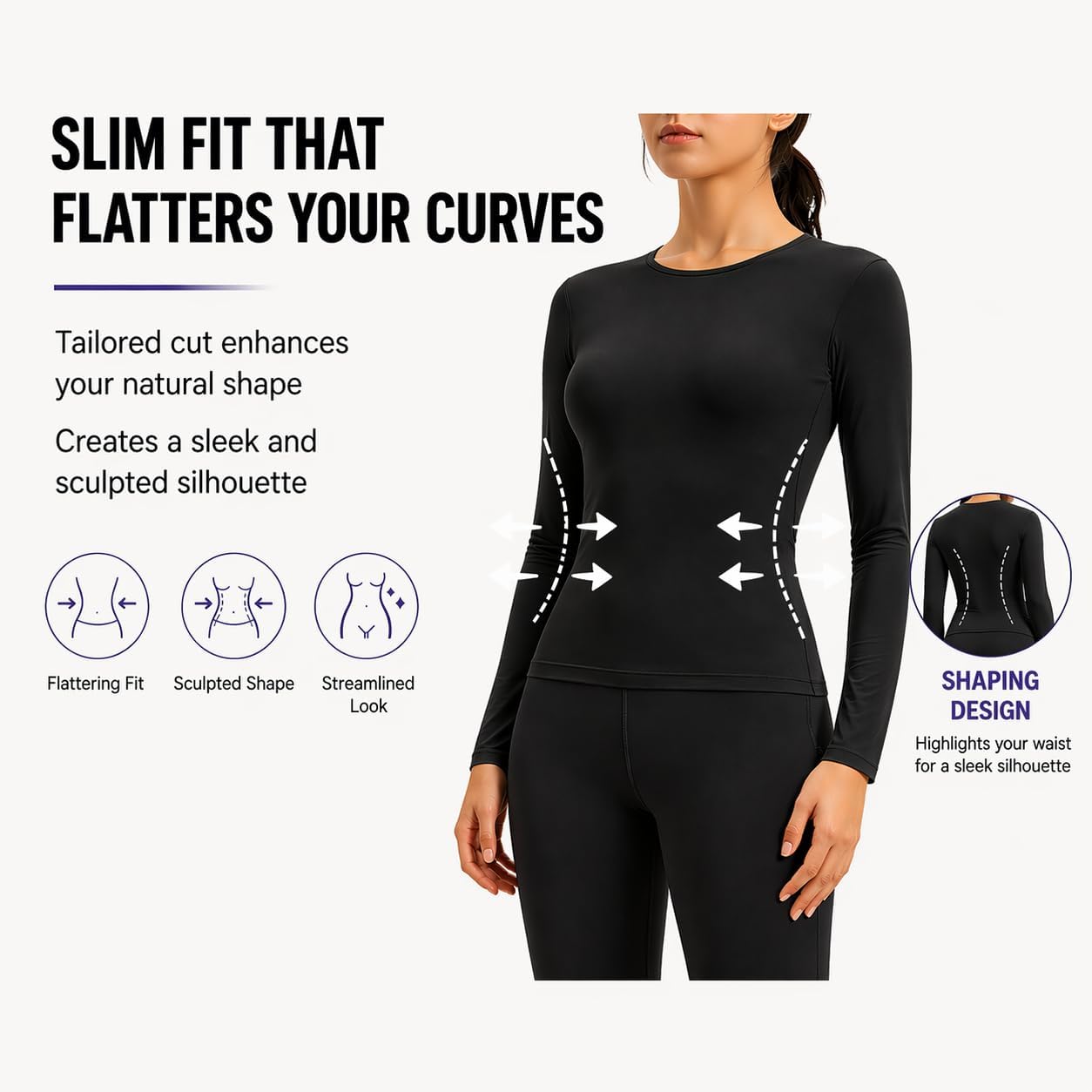 Women Long Sleeve Workout Tops Slim Fit Stretchy Yoga Gym Basic Layer Shirts Lightweight Activewear