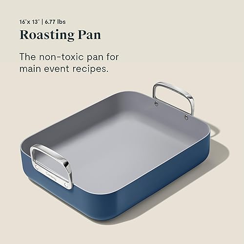 Miniatura 9 de Caraway Sartén para asar de 16 x 13 pulgadas con estante  Revestimiento de cerámica antiadherente  No tóxico, sin PTFE ni PFOA  Apto para horno y