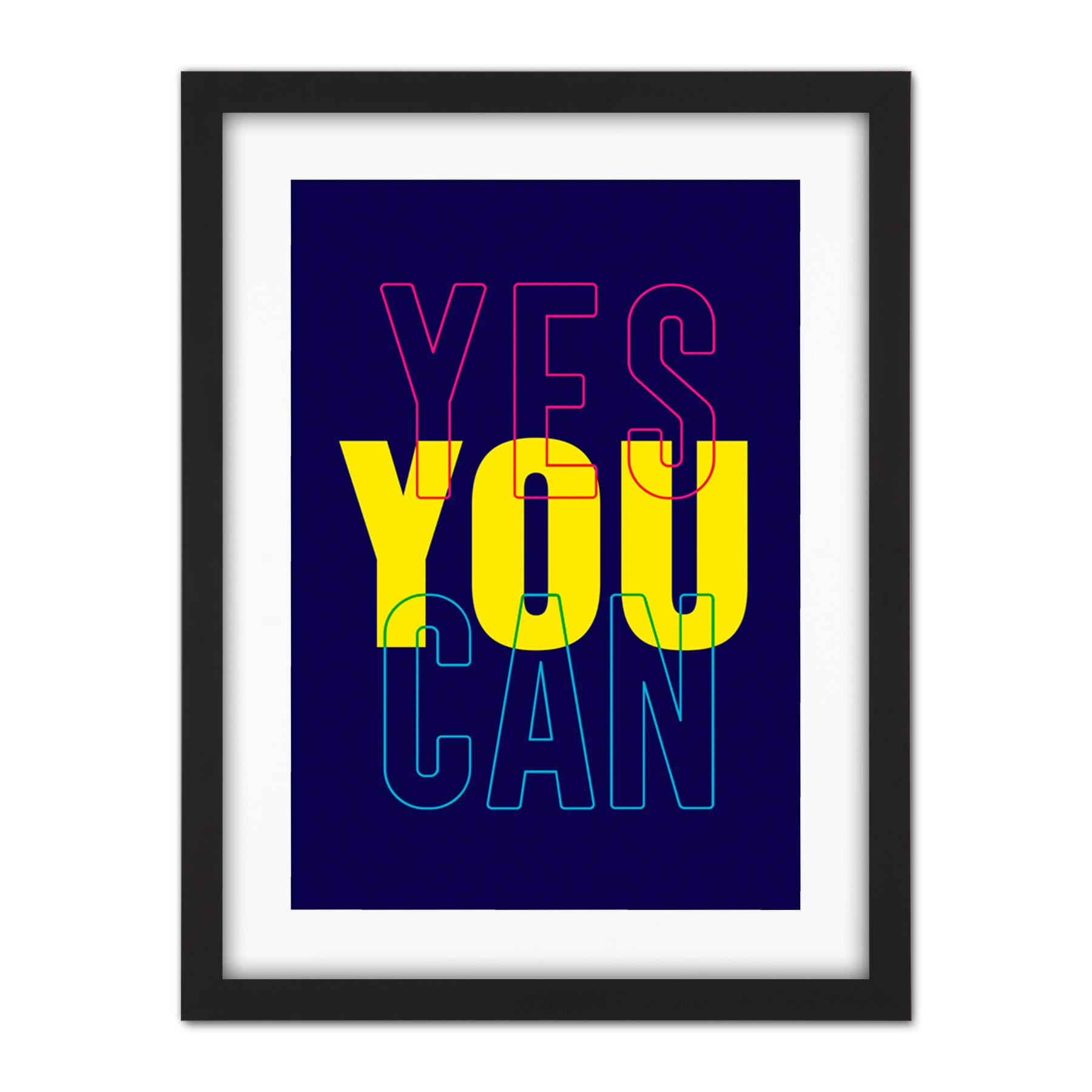 Wee Blue Coo Positivity Yes You Can Artwork Framed Wall Art Print 18X24 Inch