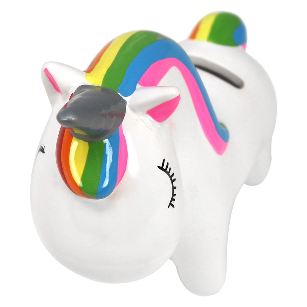 Tirelire en céramique Licorne Magique com-four® 2 pièces avec Fermeture en Caoutchouc
