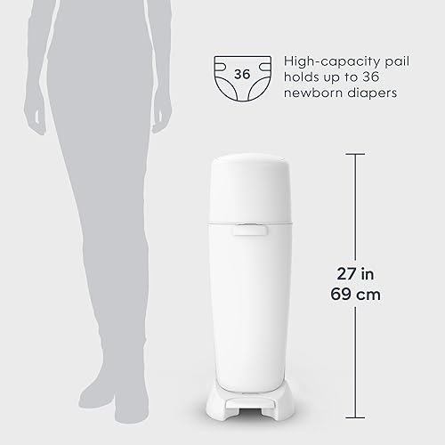Miniatura 12 de Diaper Genie - Cubo para pañales Complete (blanco) con control de olores mediante agentes antimicrobianos, incluye 1 cubo de basura para pañales, 3