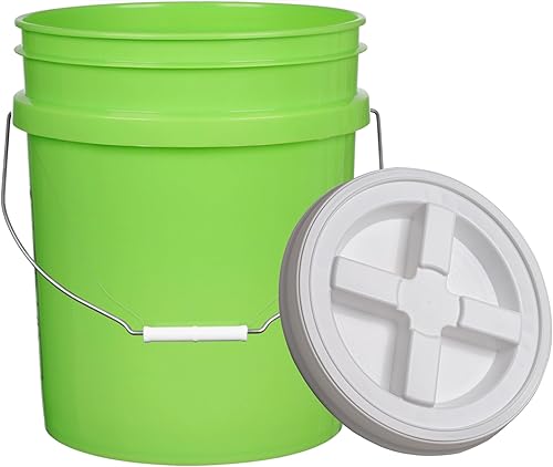 Miniatura 8 de House Naturals Cubo de plástico verde lima de 5 galones fabricado en Estados Unidos, de grado alimenticio, con tapa de doble junta hermética a rosca