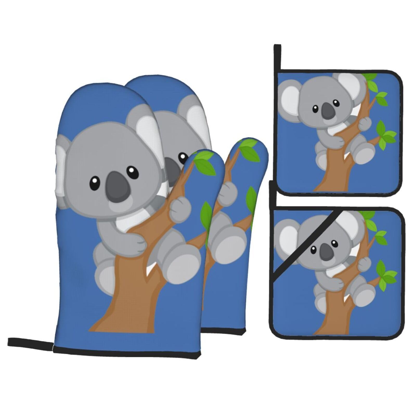 Jmorco Hugging Tree Koala Oven Gloves Heat Resistant Non Slip Oven Mitts For Grilling/Cooking/Baking/Barbecue, Christmas Oven Gloves