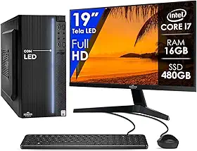 Computador Completo Intel Core i7 16GB SSD 480GB Monitor 19" 4 Núcleos Super Turbo Pc Hdmi Teclado e Mouse Strong Tech