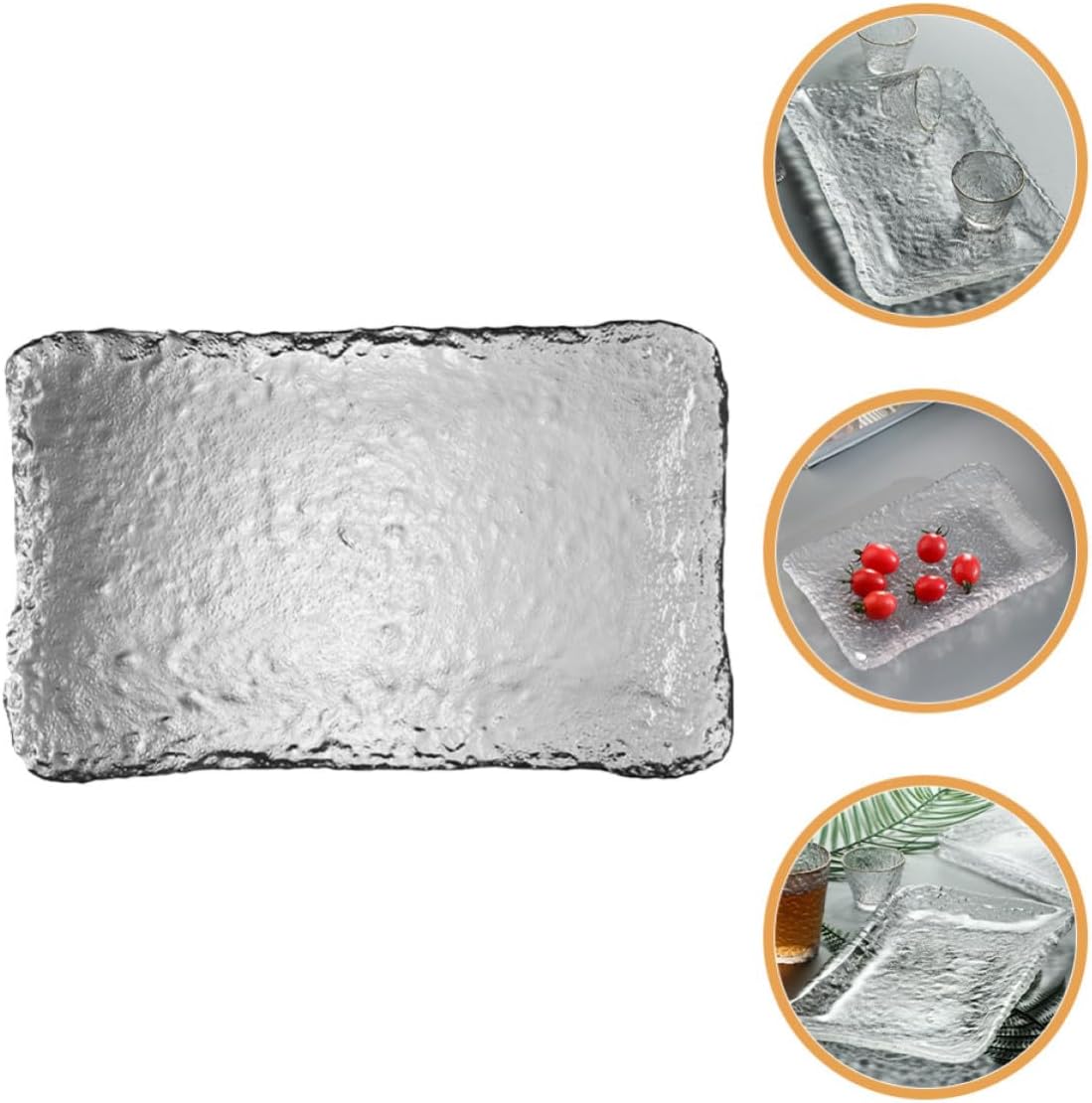 GANAZONO Glass Snacks Plate Simple Style Food Tray Multi-functional and Easy to Store, Portable Sushi Display Plate for Serving Food on Many Occasions
