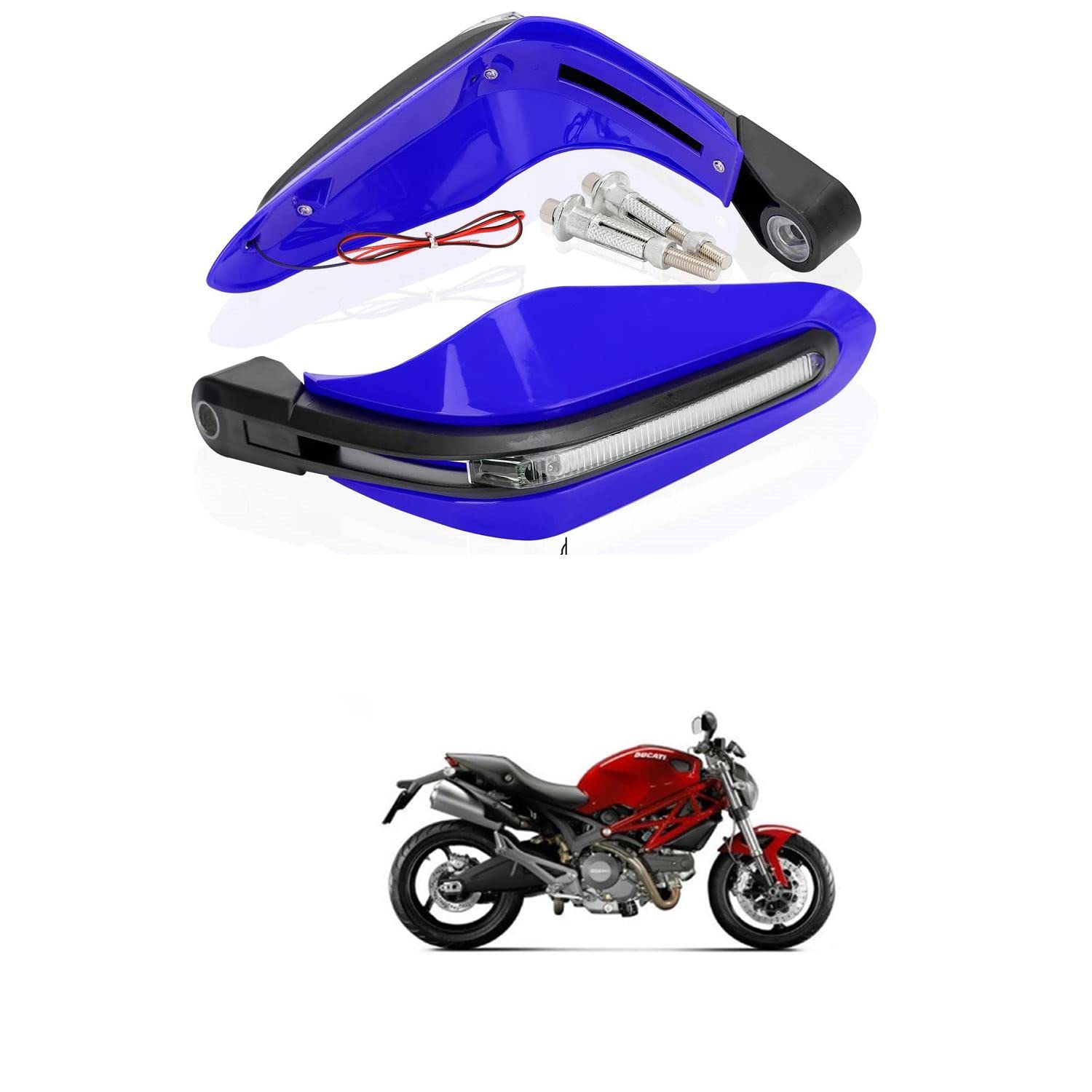 XZRTZ 7/8 inch Motorcycle Hand Guard Kit Light LED Handle Bar Protector Cover Handguards Dirt Bike Hand Guards with DRL Running Light LED DRL Turn Signal Compatible With D-ucati Monster 795