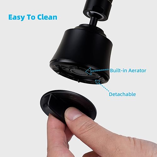 Miniatura 7 de iFealClear Cabezal de grifo de fregadero de cocina, accesorio rociador de grifo de 360, aireador de grifo de cocina giratorio de gran ángulo con 2