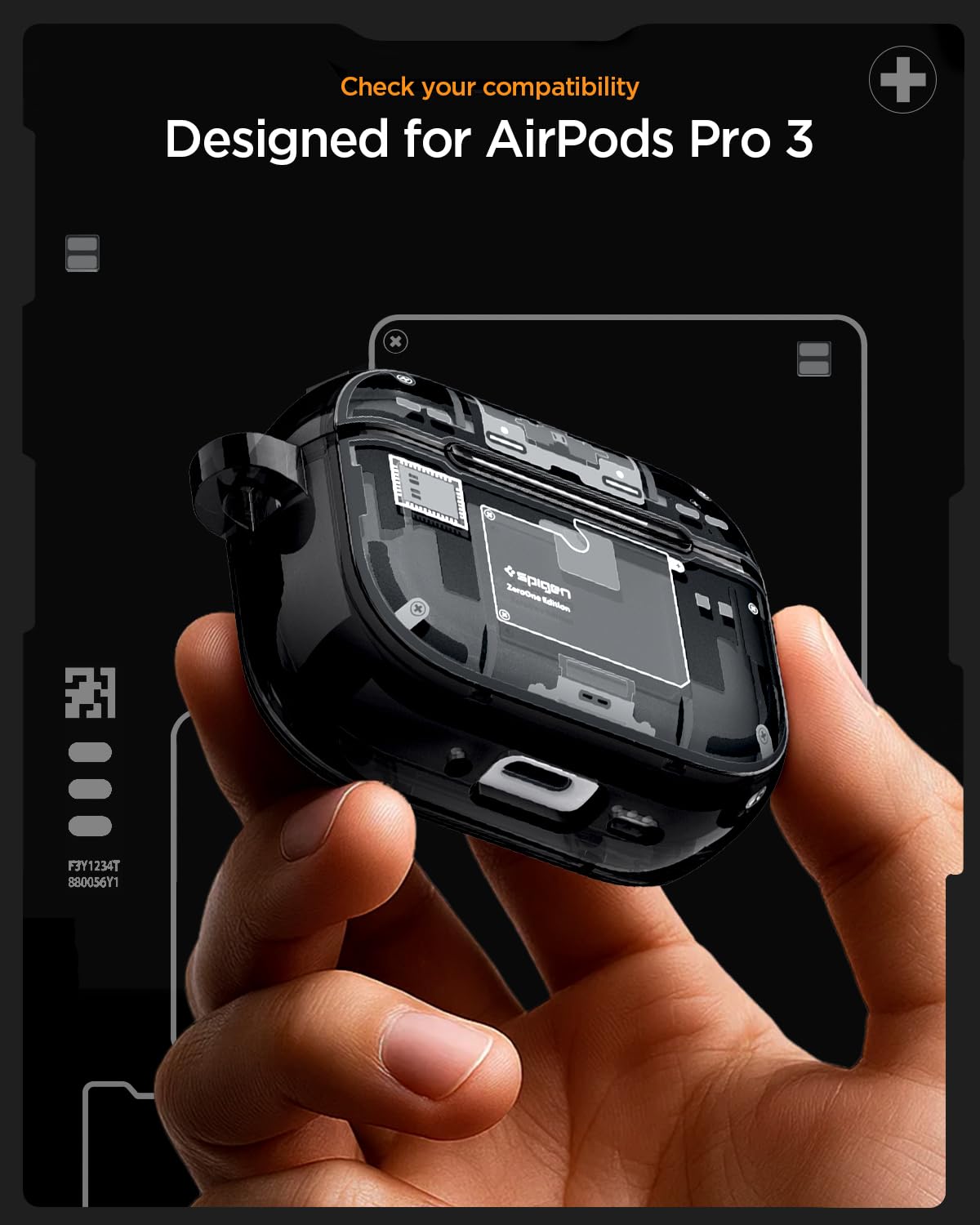 Spigen Cover Ultra Hybrid MagFit Compatible con AirPods Pro 3 (3a Generazione 2025) con Moschettone, Custodia AirPods Pro 3 - ZeroOne