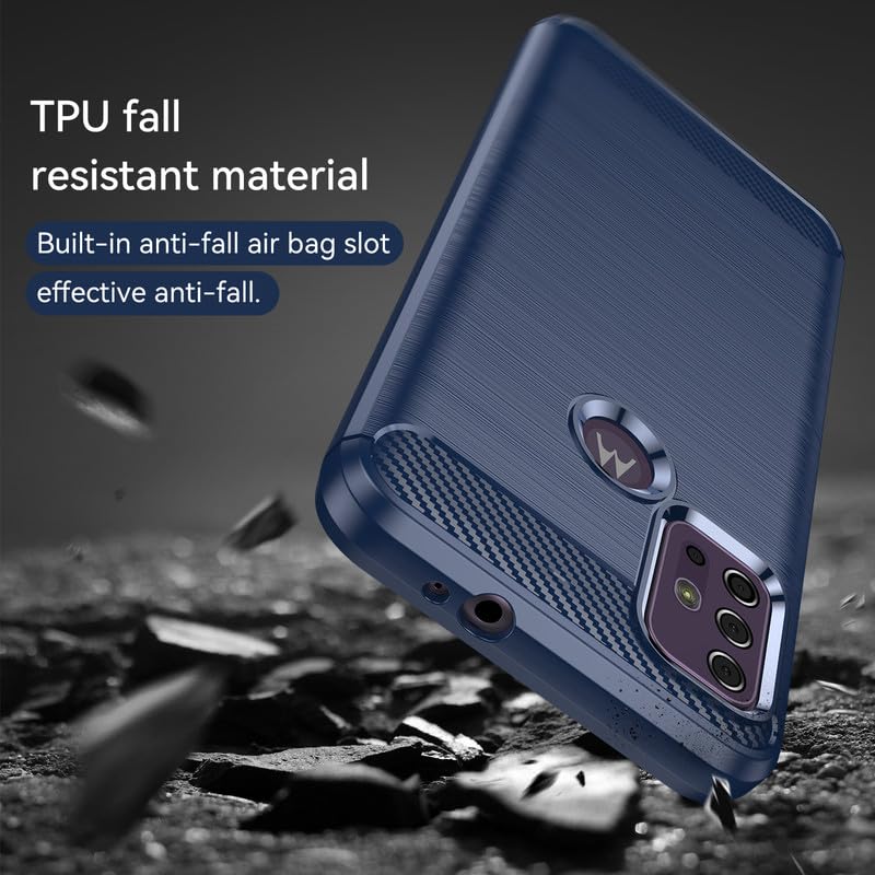 Image of Hybrid Carbon Fiber Back Case for Moto G10 Power /Moto G30 (Blue)