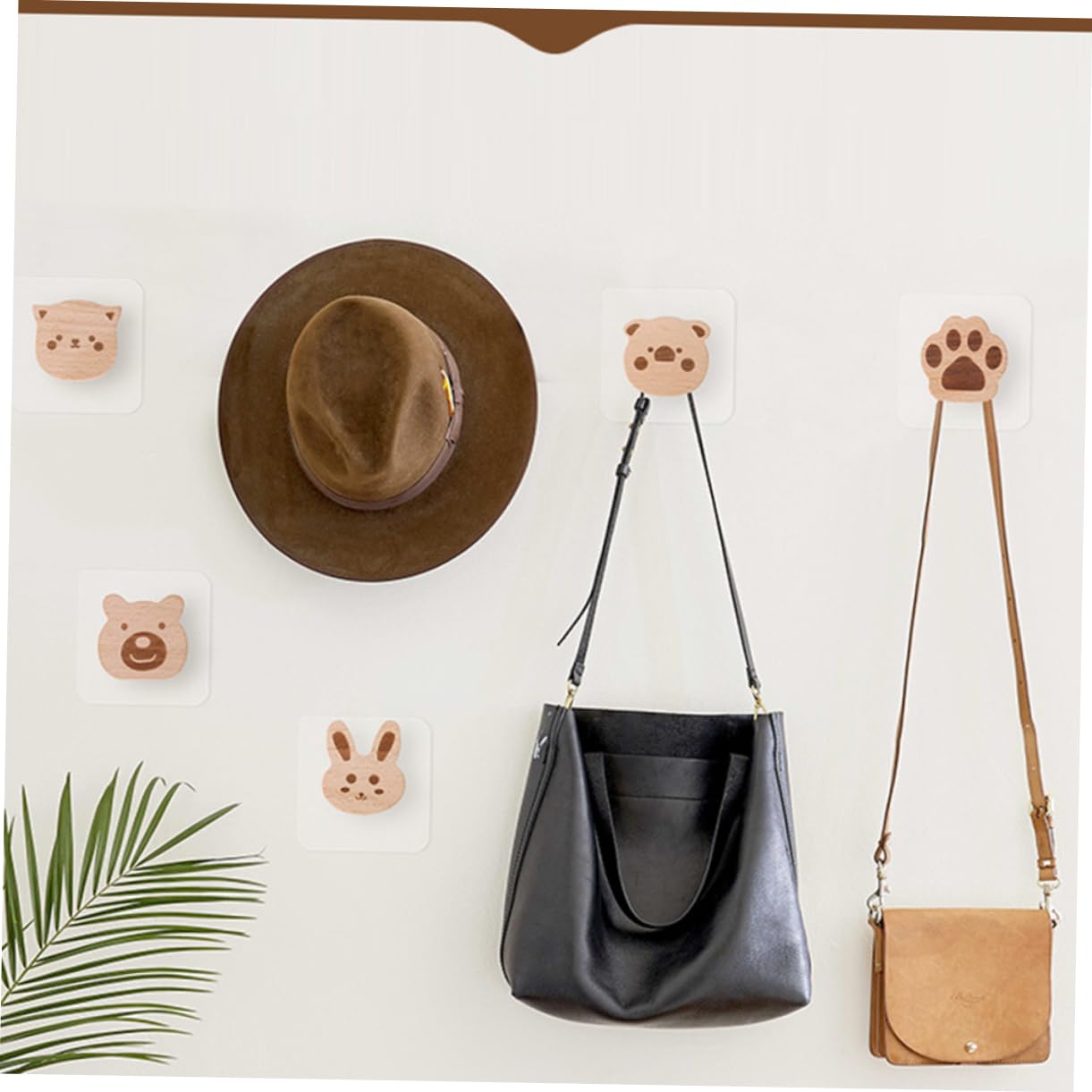 Zerodeko 18piezas Ganchos De Madera Para Pared De Diseño Cartoon Ganchos Adhesivos Para Decoración Infantil Colgadores Para Sombreros y Bufandas Resistente y De Instalar