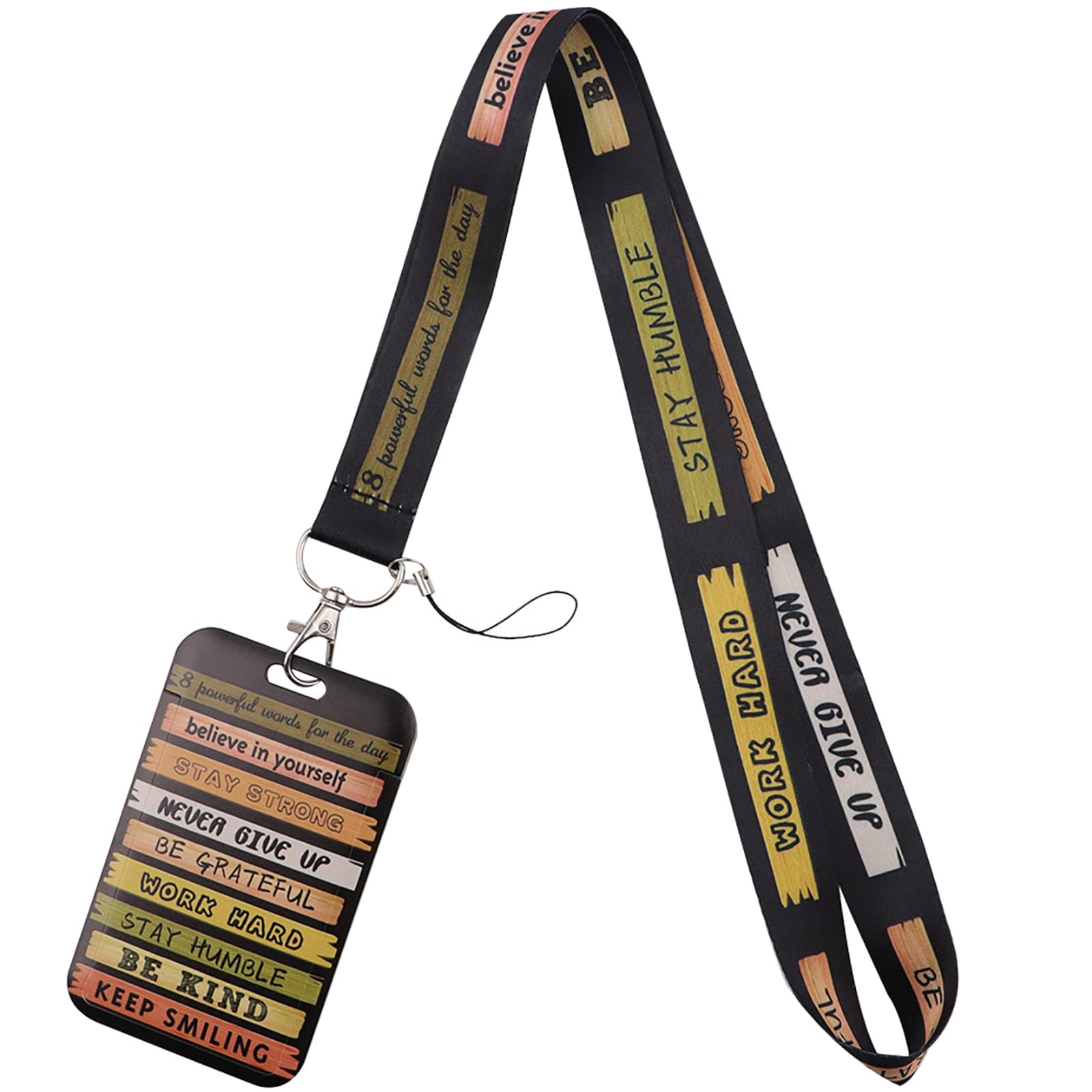 Cool ID Lanyard with Card Holder Inspirational Quotes ID Badge Holder Keychain Neck Lanyard for Keys ID Badges Name Tag for Women Men Kids Girls Staff Teachers for Work & School ID Holder