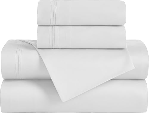Miniatura 2 de Superior Juego de sábanas de 3 piezas de algodón egipcio, 650 hilos, diseño moderno, sábanas sostenibles, básicos ultrasuaves, sólido, sábana bajera