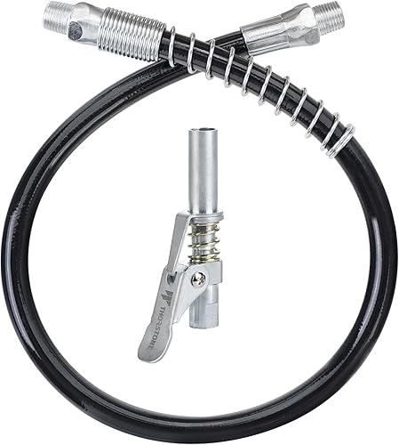 Thorstone Juego de manguera flexible de resorte de 18 pulgadas y acoplador de bloqueo para pistola de engrase Patente de EE. UU. 29826908