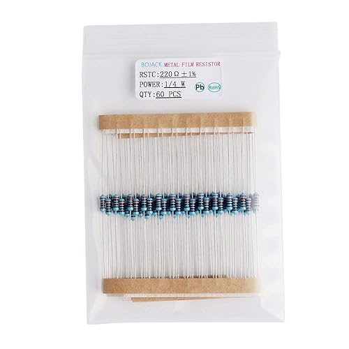 Miniatura 4 de BOJACK Kit de resistencia de 630 piezas de 17 valores, 0 ohmios - 1 M Ohm con 1% 14 W de película metálica kit surtido