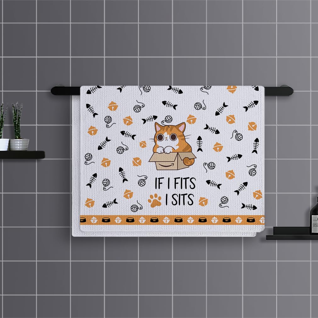 Trapos Cocina Black Orange Cat Paños de Cocina Suaves y Absorbentes Paños Cocina Reutilizables Trapos de Cocina para Secar Toallas Lavable Toallas de Barra Juego de 4 (40x60cm)
