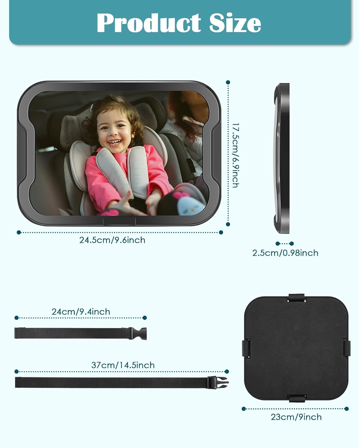 612JwDrPC0L._AC_SL1500_ Zacro Baby Car Mirror - 360° Fully Adjustable Shatter Proof Baby View Car Mirror Give Clear Views for Rear, Essentials for Newborn and Baby Safety