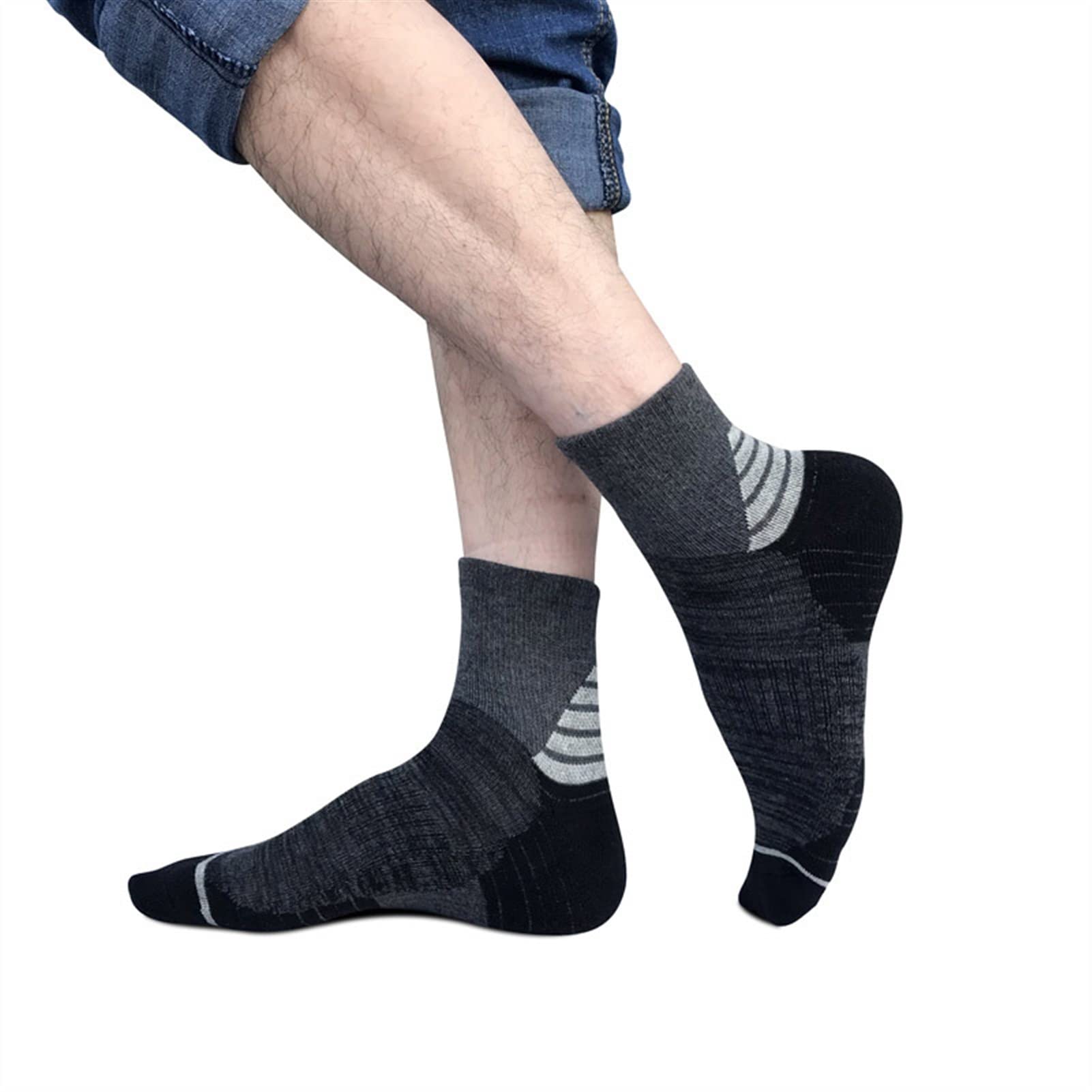 5 Paquete de los Calcetines atléticos for Hombres Deportivos Deporte algodón Acolchado Cuartos Calcetines Invierno Grueso Calcetines de compresión Calcetines de Correr al Aire Libre