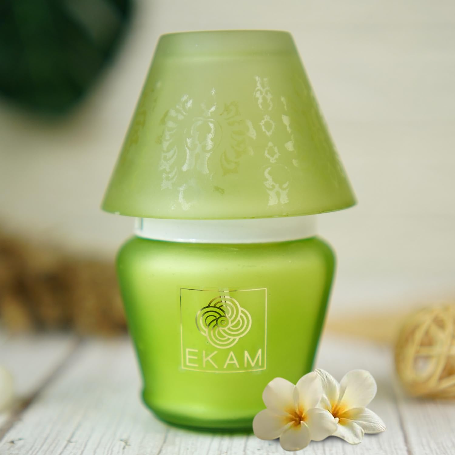 EKAM Scented Frost Glass Lampshade Candle | Jasmine Scented Candle | Luxury Fragrances| Ideal for Home Decor, Aromatherapy & Gifting | 22 Hours Burn time |114 g