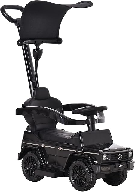HOMCOM 3 in 1 Kids Children Ride on Push Car Toddler Sliding Car G350 Licensed Walker Foot to Floor Slider Push-Along with Horn Steering Wheel NO POWER Manual, Black