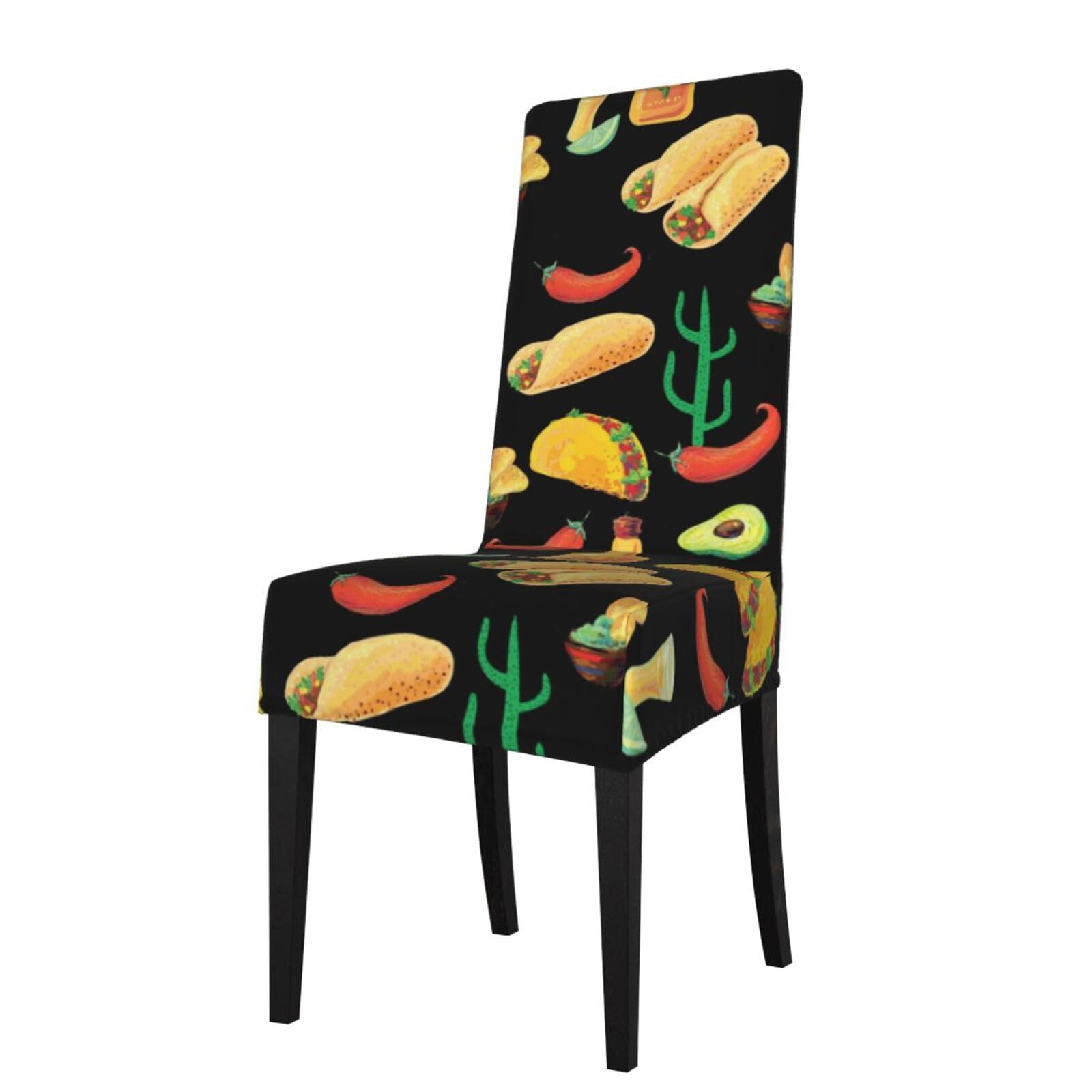 LKYMOH Mexican Seamless Food, Chair Covers Stretch Chair Slipcovers for Dining Room, for Party Pet Protection Universal Fit Soft Polyester