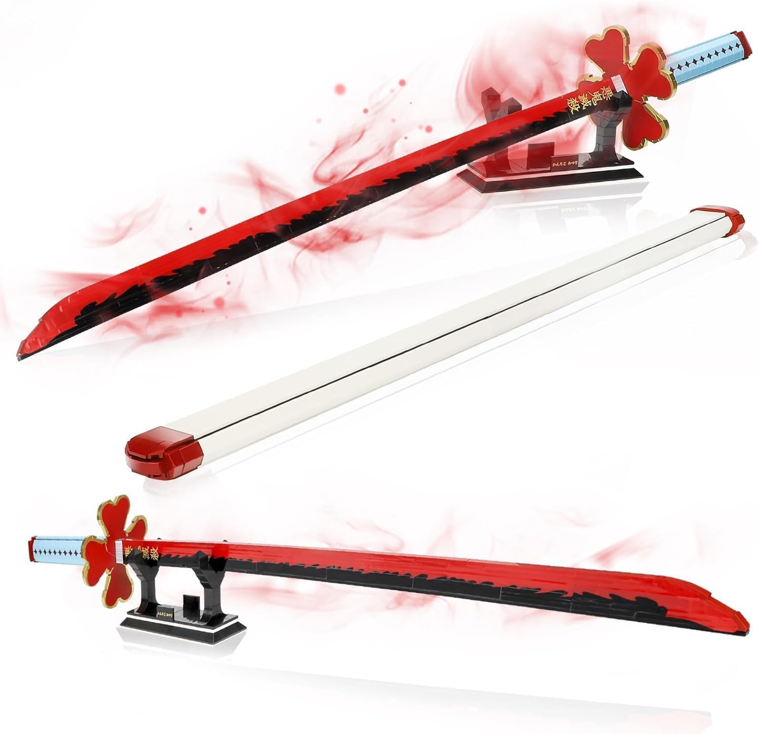 QLT QIAOLETONG Demon Ideas Slayer Sword Cosplay Animes Kanroji Mitsuri Katana, clamping blocks building blocks decoration gift for adults and boys from 6-16 with scabbard holder (780 pcs)