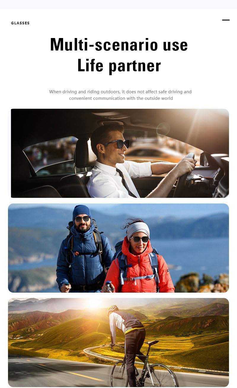 Bluetooth Smart Glasses – Polarized UV Sunglasses, Listen to Music, Answer Calls, Wake Voice Assistant, Remote Photo for Cycling,Golf, Hiking