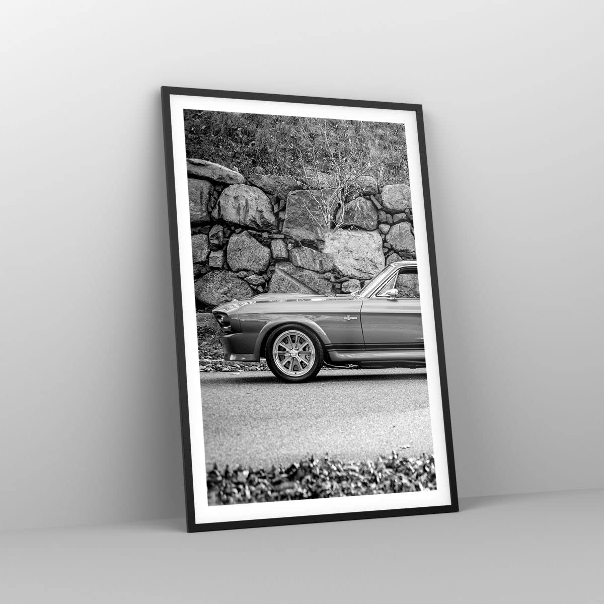 Cuadro Póster Marco Negro 61x91 cm Blanco y Negro Coches - 5011 - P2B