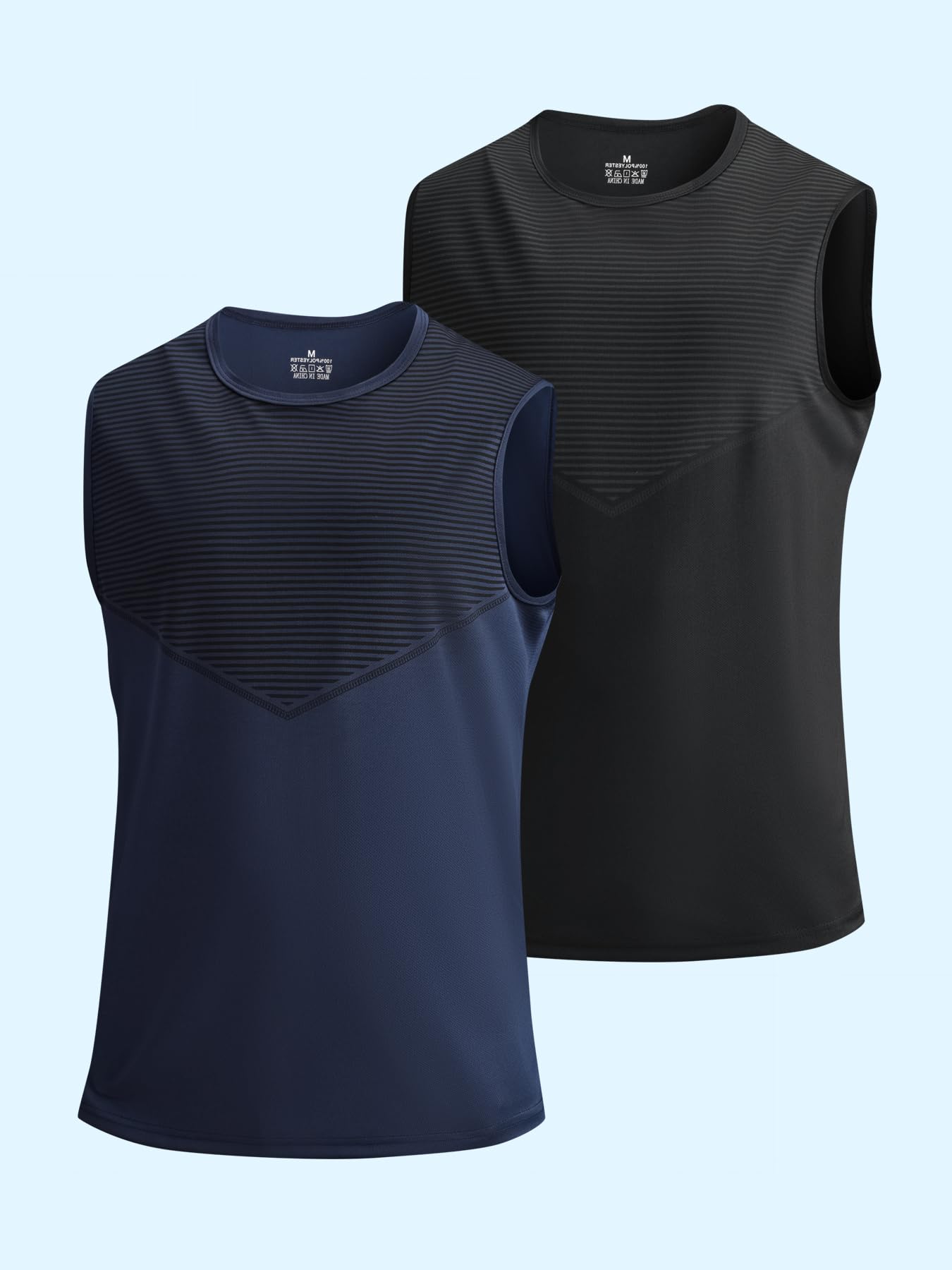 Paquete de 2 camisetas sin mangas para hombre, ligeras, de secado rápido, atléticas, para deportes, viajes, uso casual