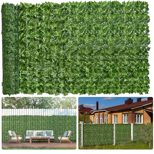 Moeput Faux Ivy Privacy Fence Screen 8PCS 20 x 20 Inch Artificial Faux Ivy Hedge Expandable Faux Privacy Fence Decoration for Wall Screen, Outdoor Garden, Wedding Decor,No Cable Tie (80x40 inches)