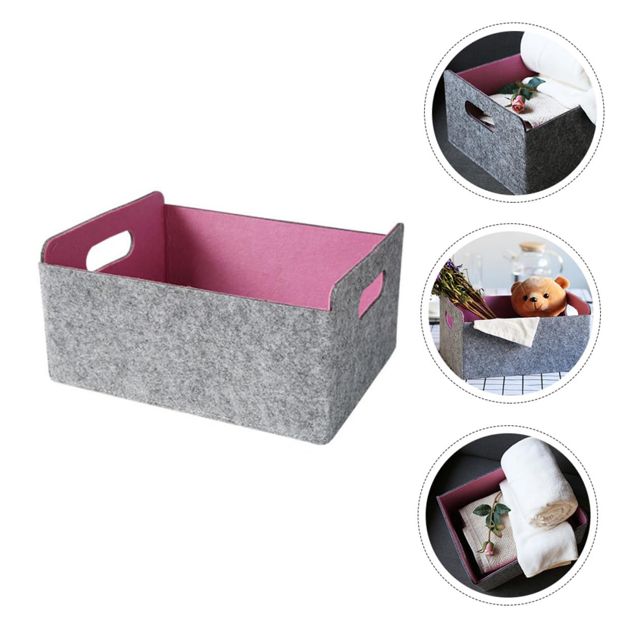Cesta de Almacenamiento Pequeña Cesta para Artículos Diversos para El Hogar Organizador de Fieltro Compacto Y Plegable para Escritorio de Oficina