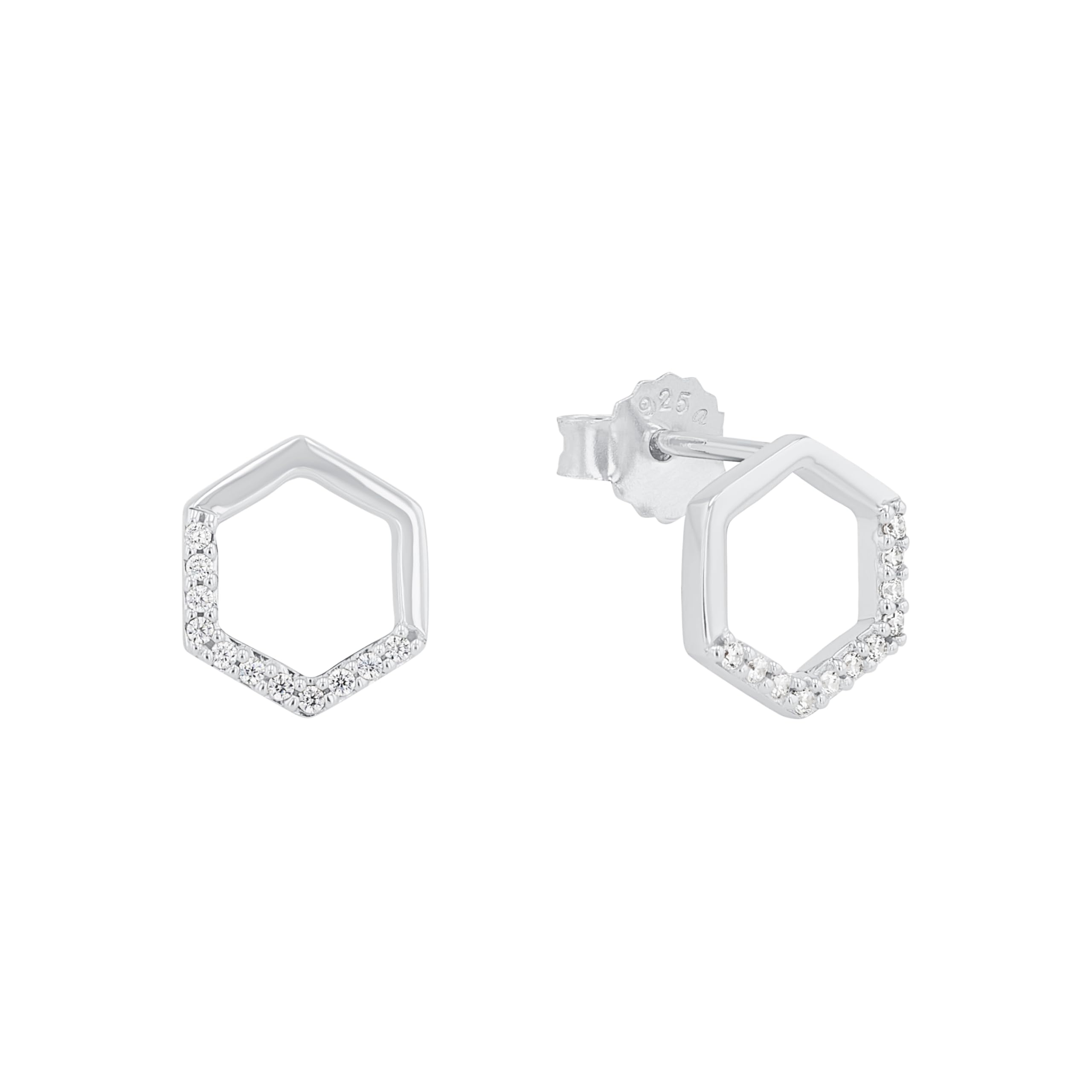 s.Oliver Orecchini a bottone in argento Sterling 925 da donna, con zirconi sintetici, argento, forniti in confezione regalo per gioielli