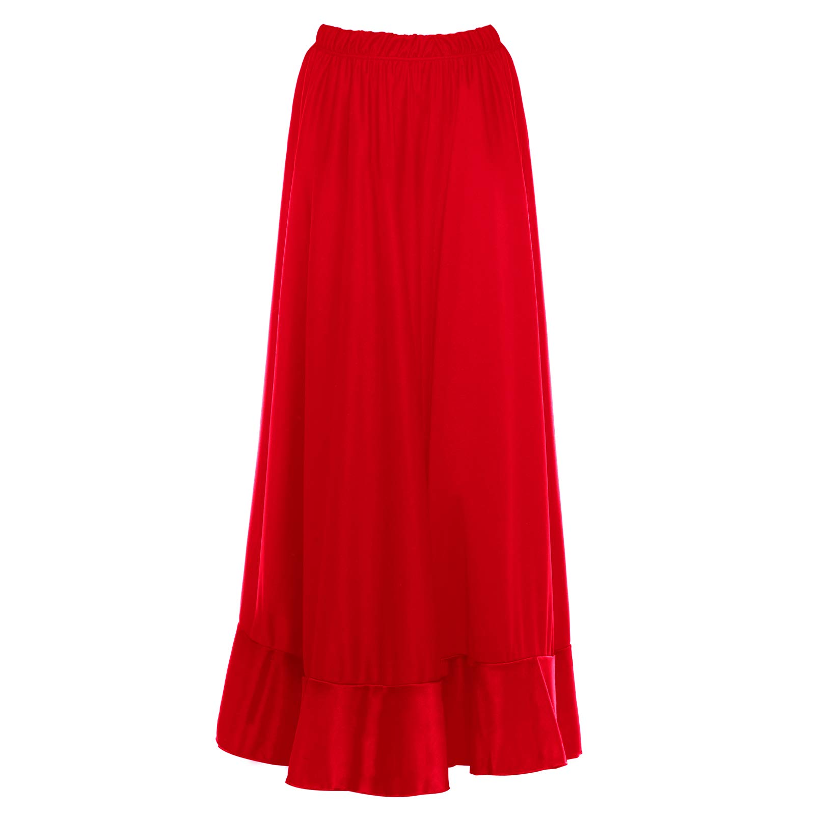 Falda Flamenca Mujer Larga Roja Volante Simple [Tallas Adulto S a XXL]【Talla M】 Ensayo Baile Danza Disfraz