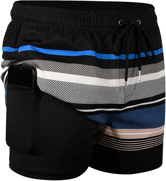 MADHERO Mens Swim Trunks with Compression Liner 2 in 1 Quick Dry Swimming Shorts Swimwear