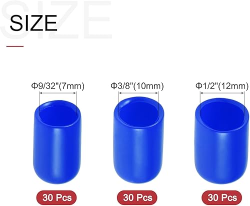 Miniatura 8 de uxcell 30 tapas redondas de goma de 932 pulgadas 38 pulgadas 12 pulgadas (0.276 in, 0.394 in 0.472 in), color amarillo, kit surtido de protectores