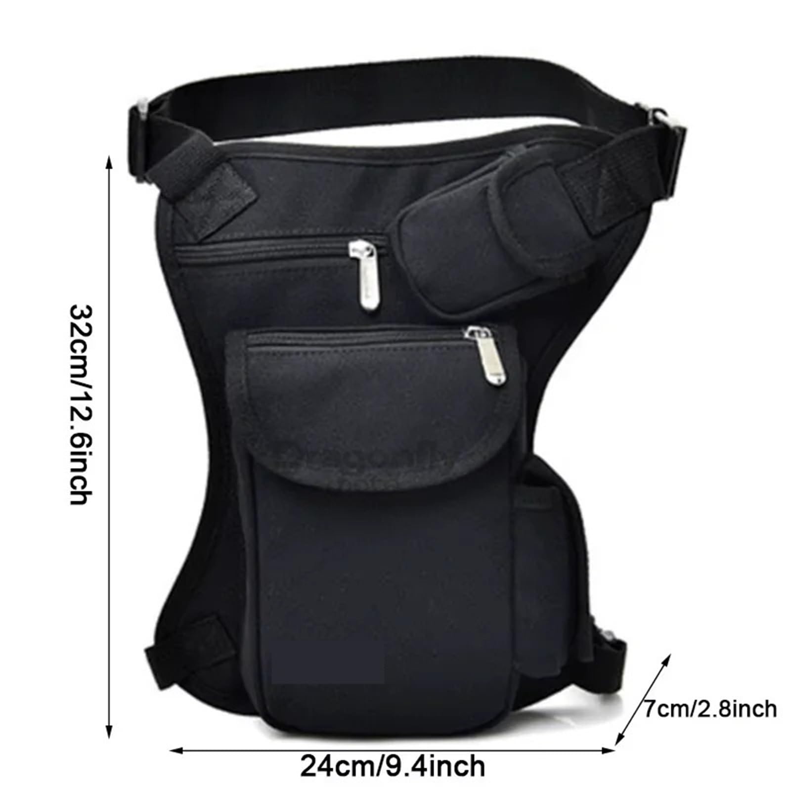Bolsa Pierna Moto Riñonera de Nailon for Hombre, Estilo Informal, for Montar en Motocicleta, for el Muslo, for Viajes y riñonera(Black)